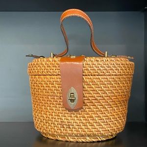 PATRICIA NASH caselle wicker woven basket   purse  new never used without tags